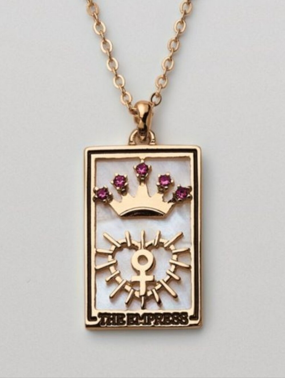 Mystic Tarot Card Necklace The Empress Mother Of Pearl Background New